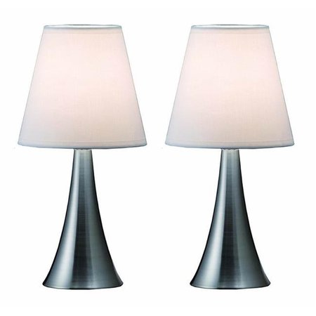 ALL THE RAGES All The Rages LT2014-WHT-2PK Two Pack Mini Touch Table Lamp Set with White Shades LT2014-WHT-2PK